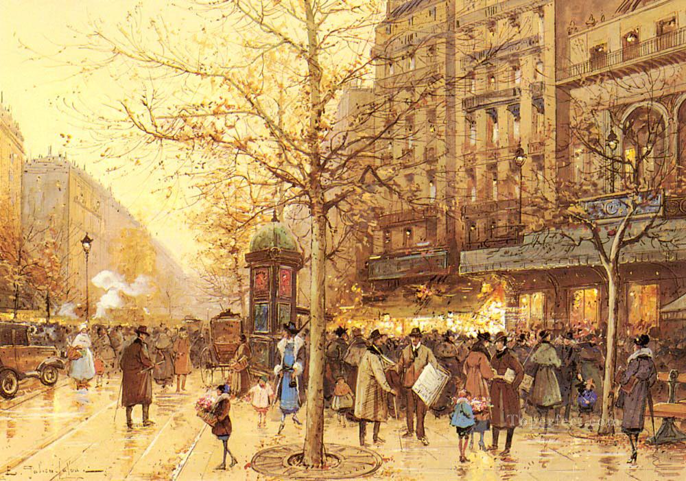 A Paris Street Scene Parisian gouache impressionism Eugene Galien Laloue Oil Paintings